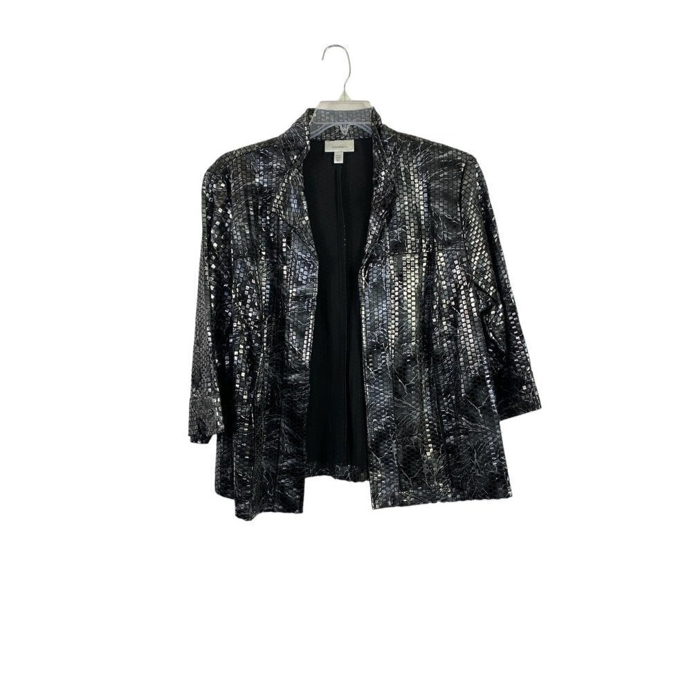 Dressbarn Women's Metallic Silver & Black Cardigan